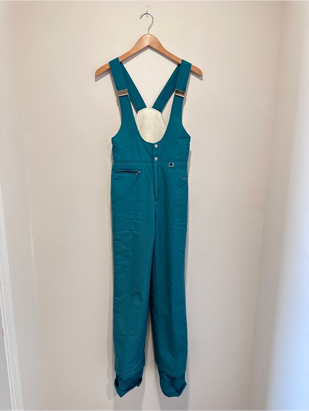Vintage bogner teal ski bib overalls, retro insulated snow pants